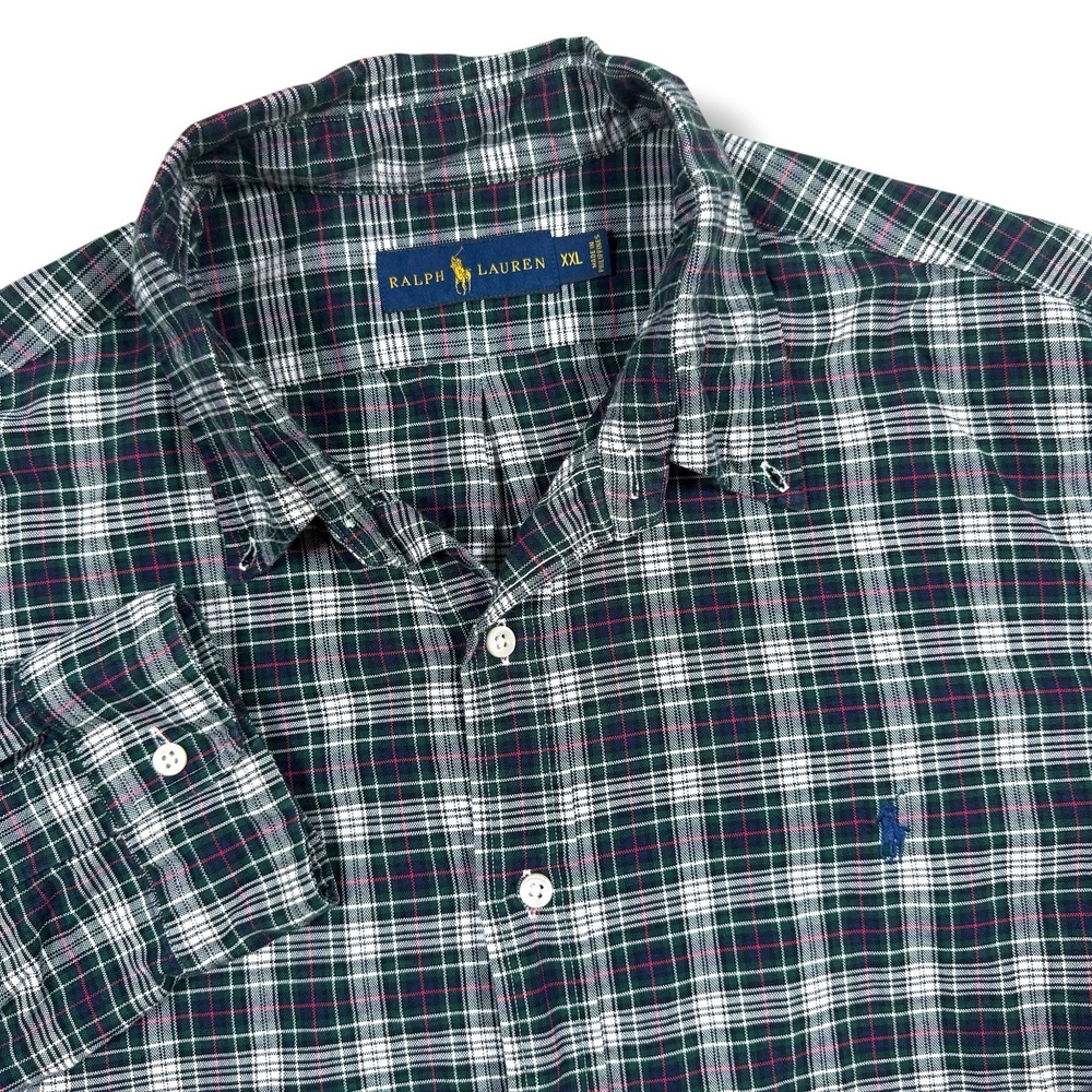 Polo Ralph Lauren Men XXL Cotton Multicolor Plaid Long Sleeve Button Front Shirt